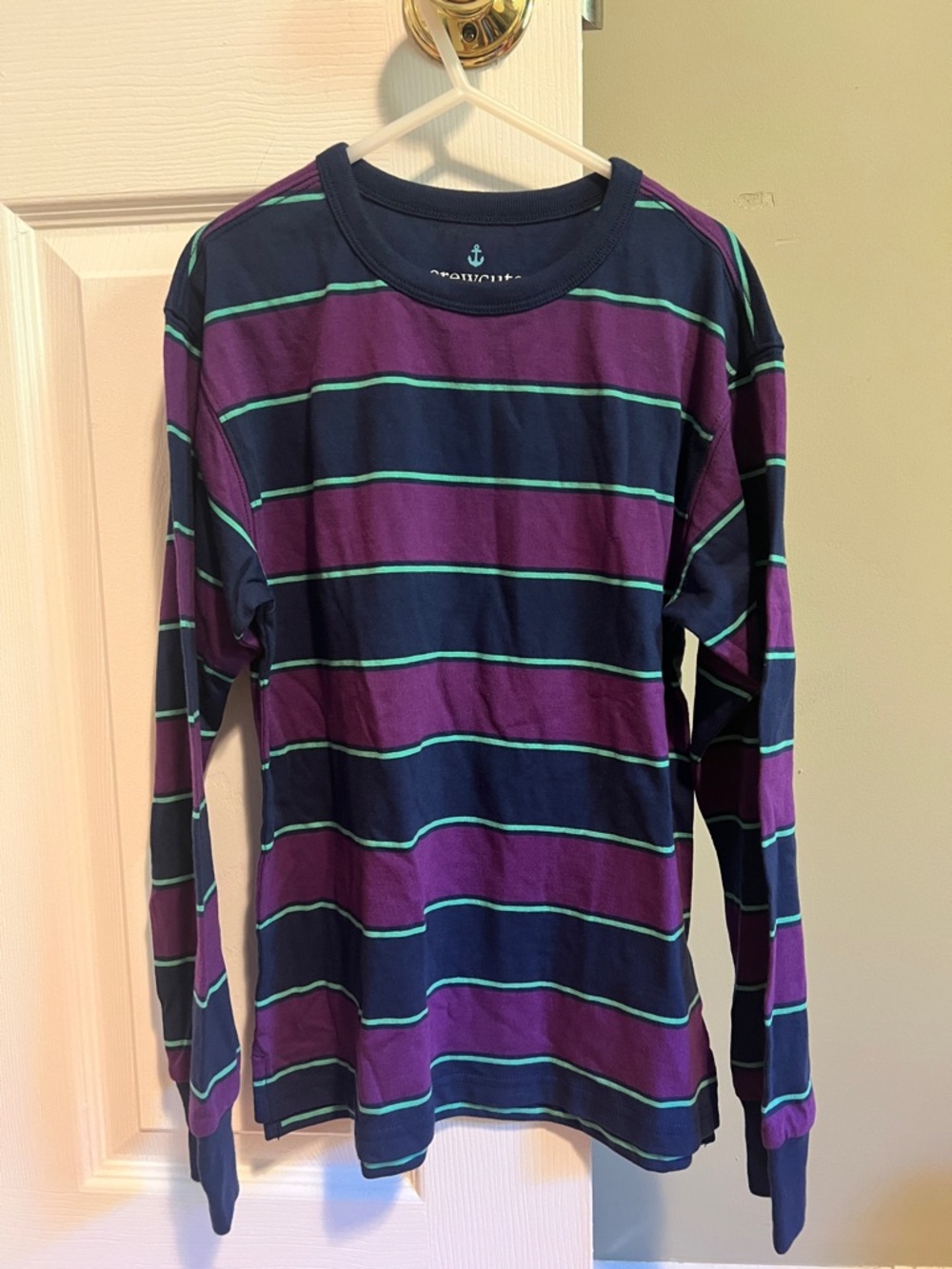 Striped Long-Sleeve Tee in Navy & Purple - Kids